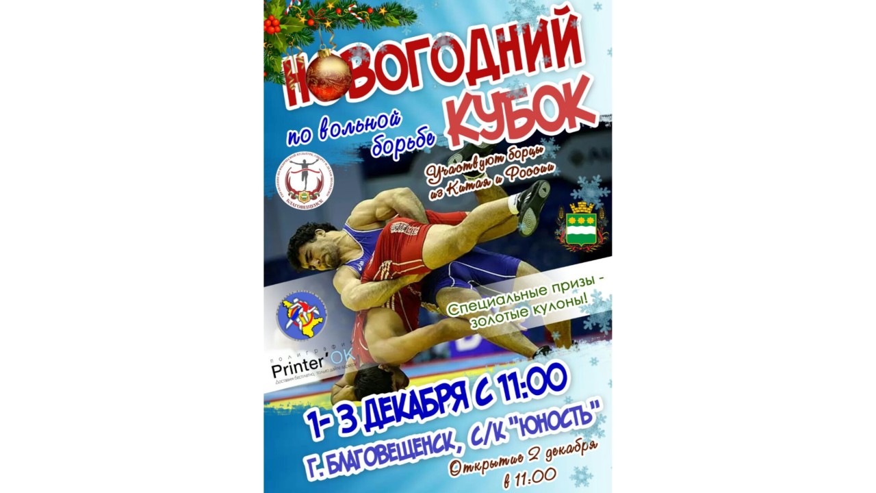 С 1 по 3 декабря в областном центре Приамурья пройдет традиционный Новогодний Кубок по вольной борьбе